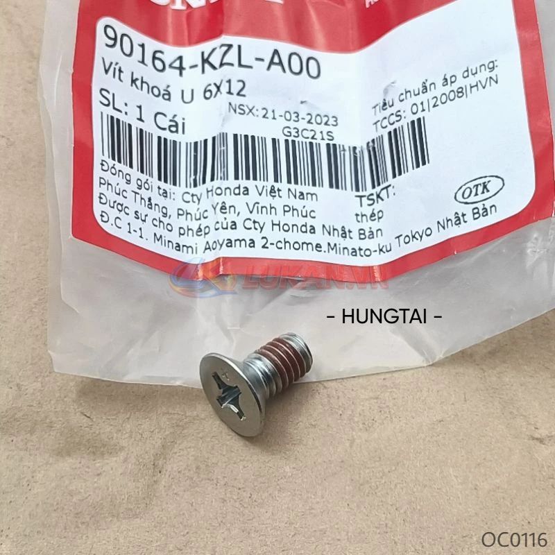 Ốc bắt ổ khóa điện xe WAVE Thái, ALPHA, ZX, RS.... vít 6x12 zin Honda 90164-KZL-A00 - Ảnh 4