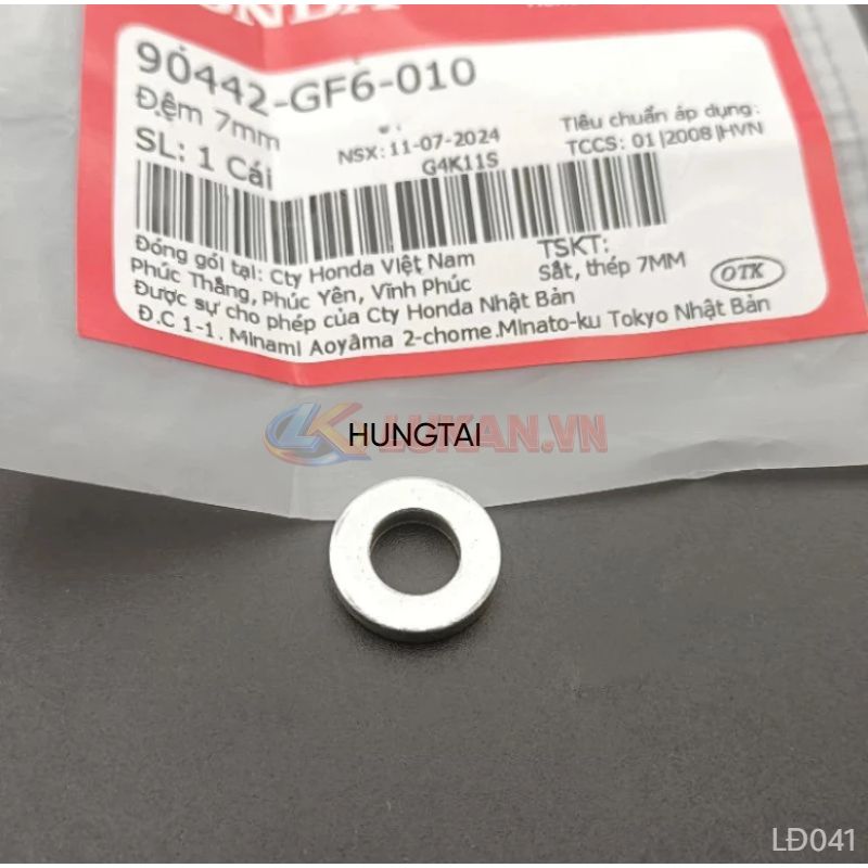 Đệm, lông đền nắp đầu bò quylat DREAM, WAVE, FUTURE... 7mm zin 90442-GF6-010