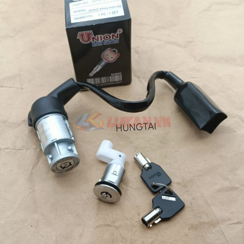 Bộ ổ khóa, công tắc chìa tròn union WAVE Thái, ALPHA, ZX... chống trộm - Ảnh 3