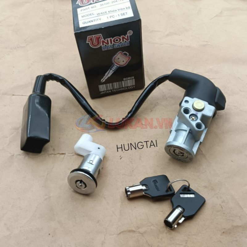 Bộ ổ khóa, công tắc chìa tròn union WAVE Thái, ALPHA, ZX... chống trộm - Ảnh 4