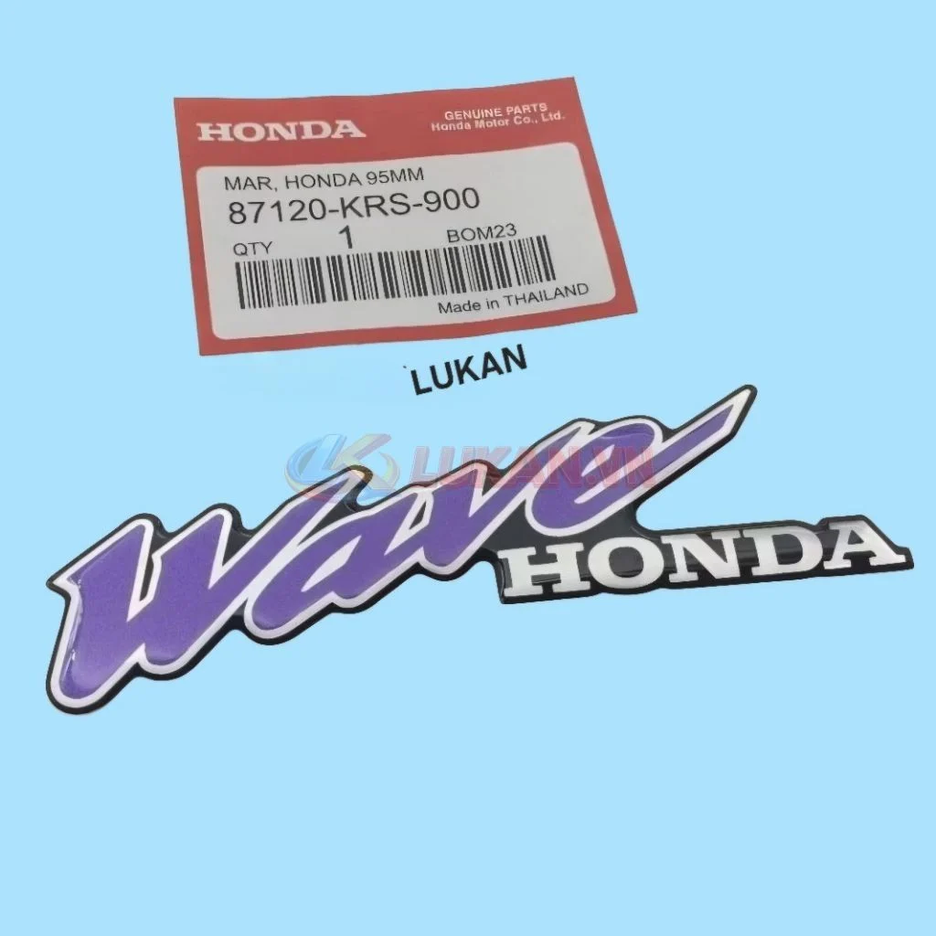 Tem logo nổi tím nhựa mặt nạ trước xe WAVE Thái zin 95mm - Ảnh 2