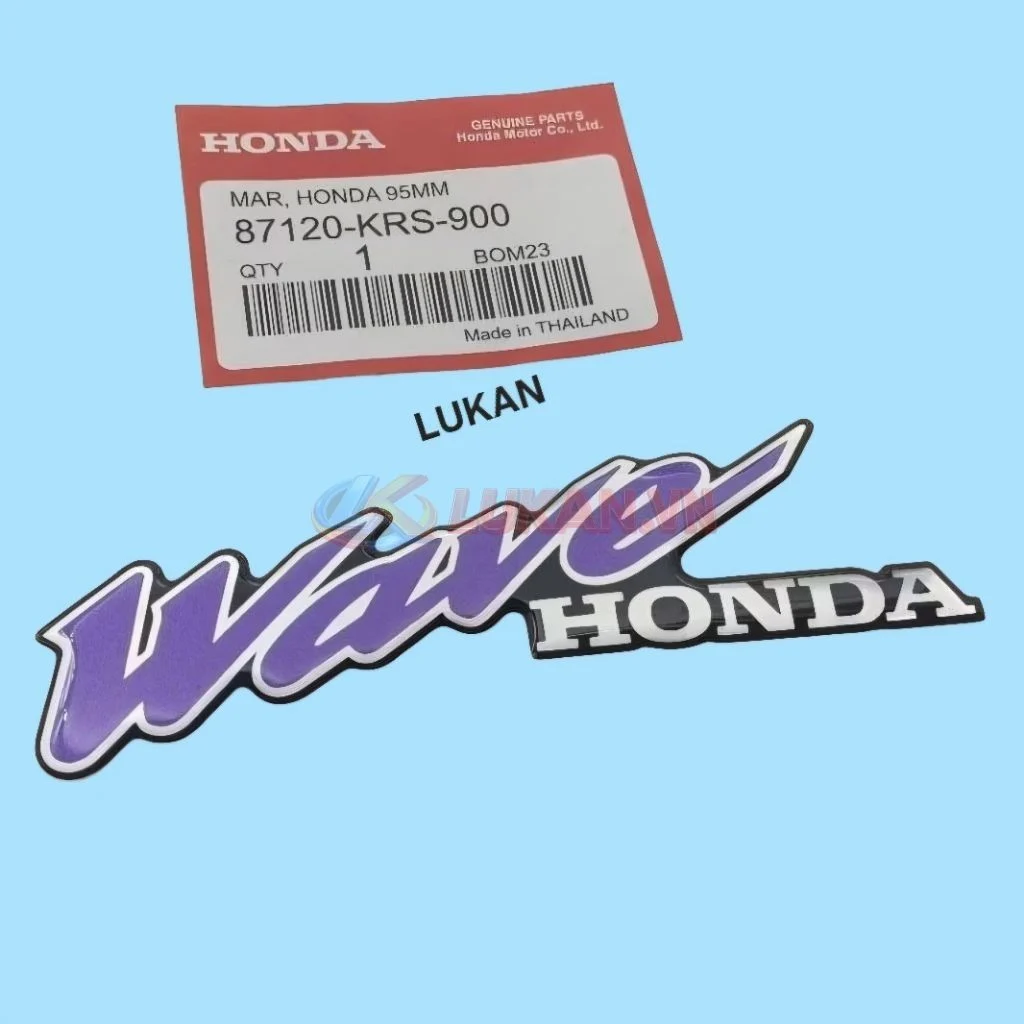 Tem logo nổi tím nhựa mặt nạ trước xe WAVE Thái zin 95mm - Ảnh 5