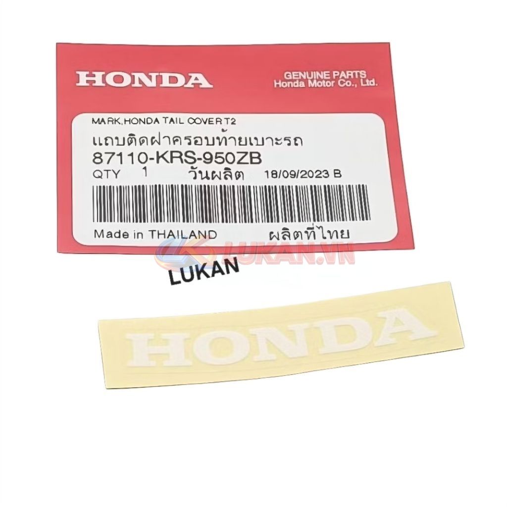 Tem dán nhựa ốp đuôi rùa xe WAVE Thái.... Trắng zin chính hãng 87110-KRS-950ZB