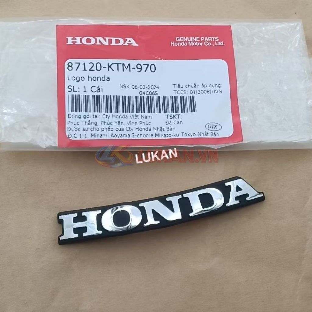 Tem logo nhựa mặt nạ trước FUTURE 2, MẬP, LED 125... zin Honda 87120-KTM-970 - Ảnh 3