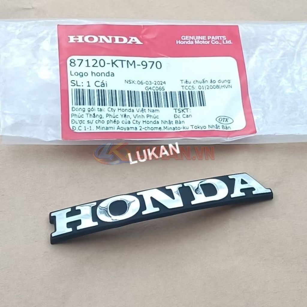 Tem logo nhựa mặt nạ trước FUTURE 2, MẬP, LED 125... zin Honda 87120-KTM-970