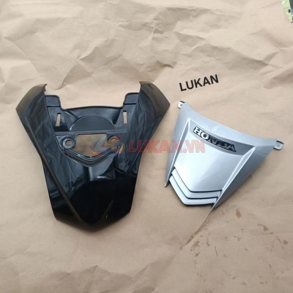 Bộ nhựa ốp mặt nạ trước 2 tầng WAVE A, RS, S100... Đen bạc zin