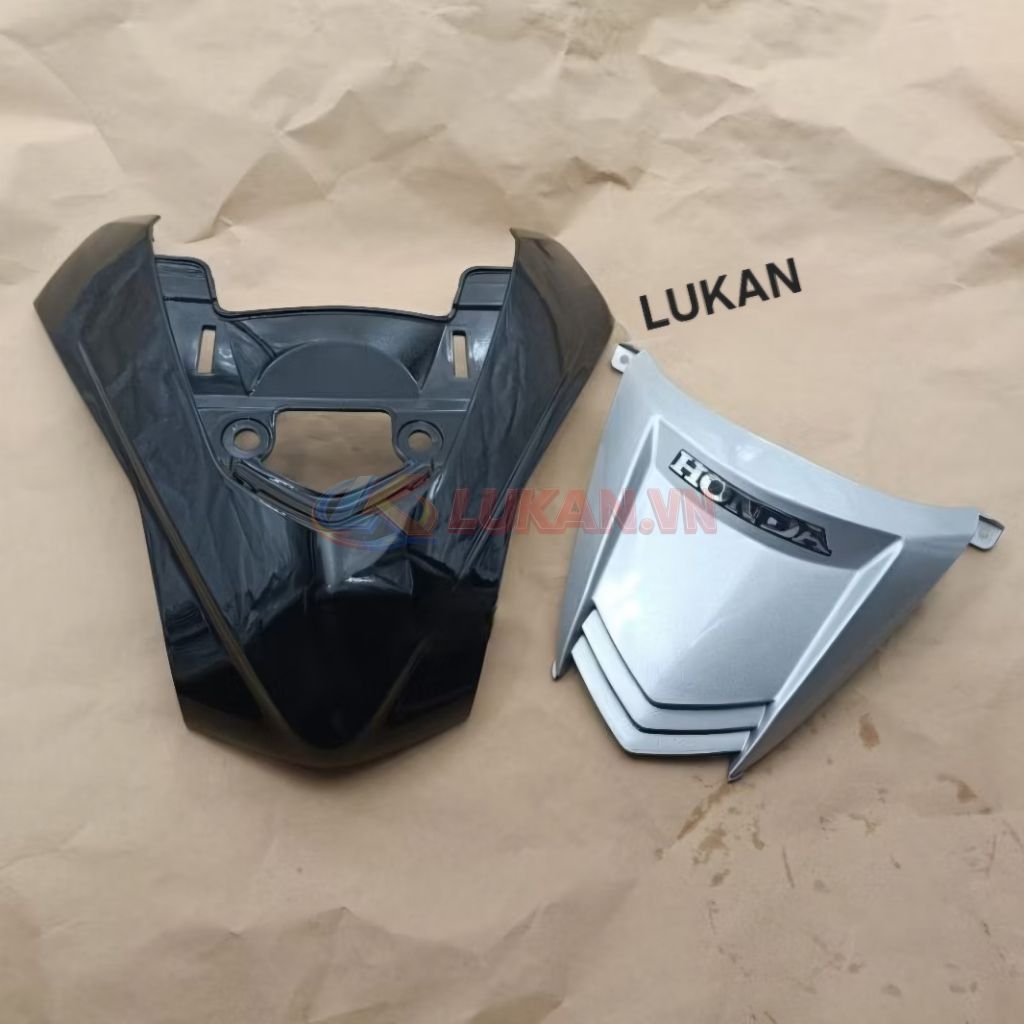 Bộ nhựa ốp mặt nạ trước 2 tầng WAVE A, RS, S100... Đen bạc zin - Ảnh 4