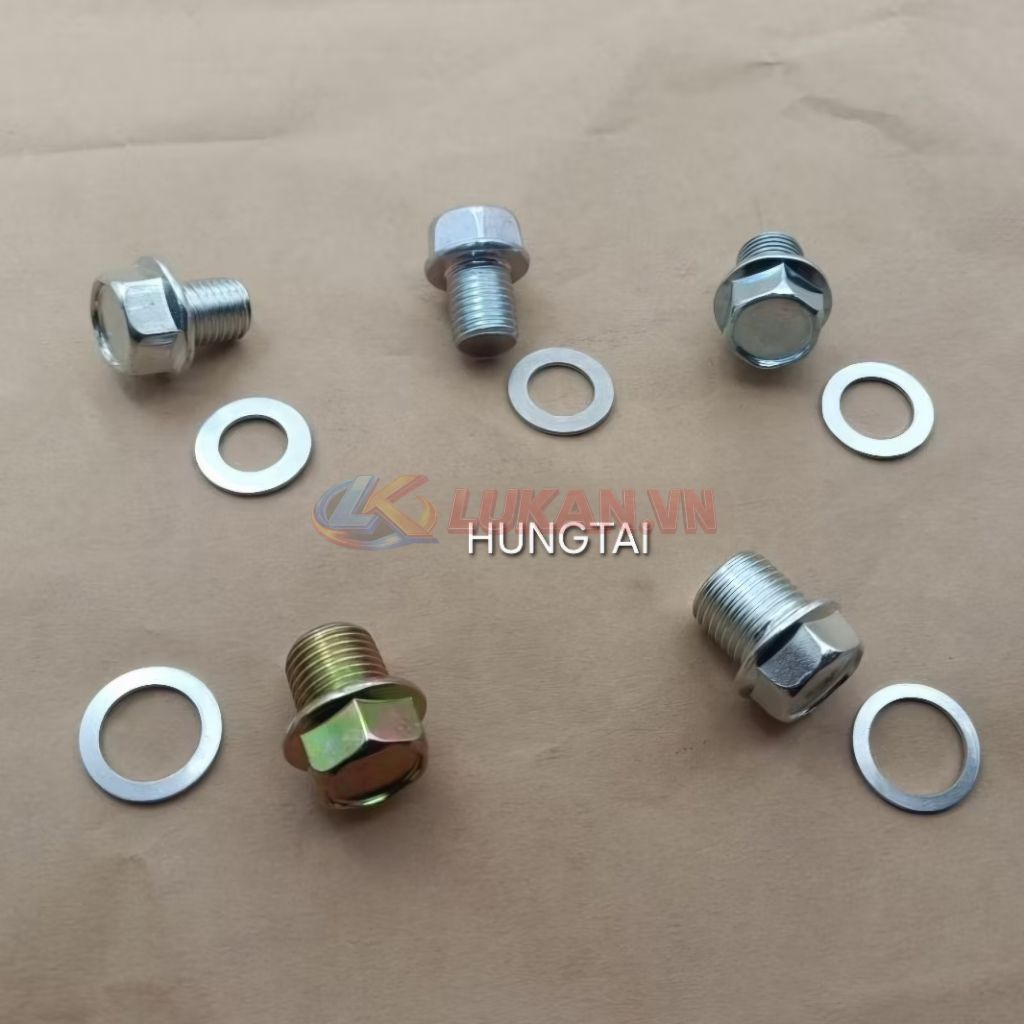 Ốc xã dầu, nhớt lốc máy DREAM, WAVE, FUTURE... bu lông, đệm phẳng đủ size - Ảnh 3