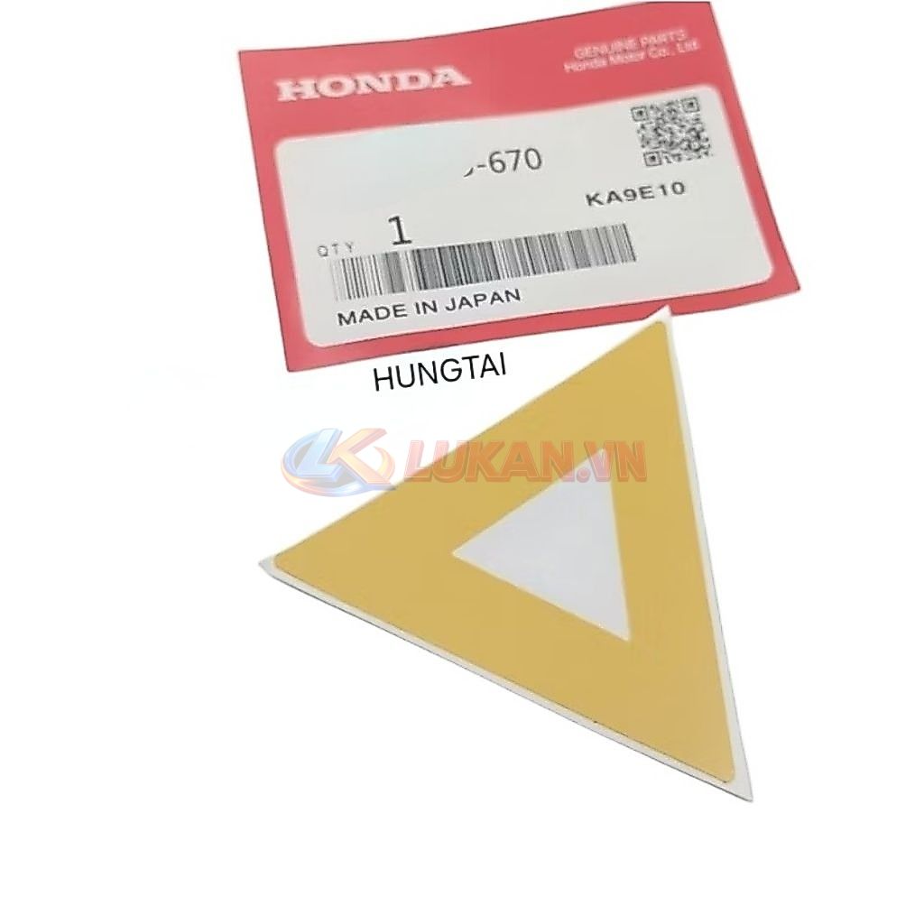 Tem tam giác dán nhựa dè đuôi sau xe Honda màu vàng - Ảnh 2