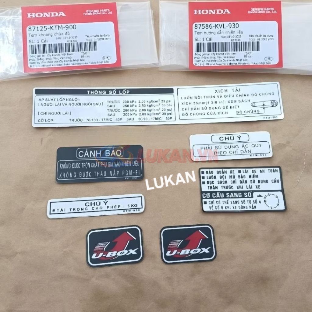 Bộ 7 tem dán thông số xe FUTURE 2, NEO, X 125... zin chính hãng - Ảnh 3