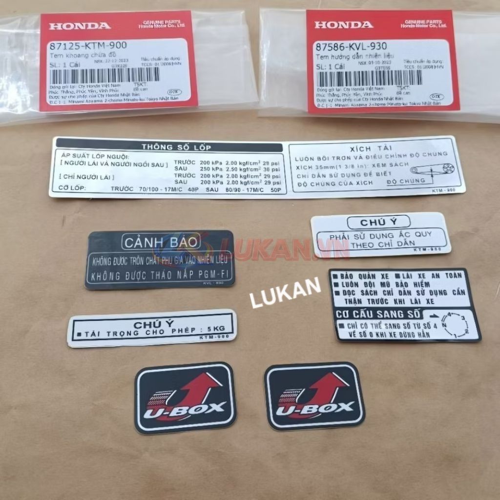 Bộ 7 tem dán thông số xe FUTURE 2, NEO, X 125... zin chính hãng - Ảnh 4