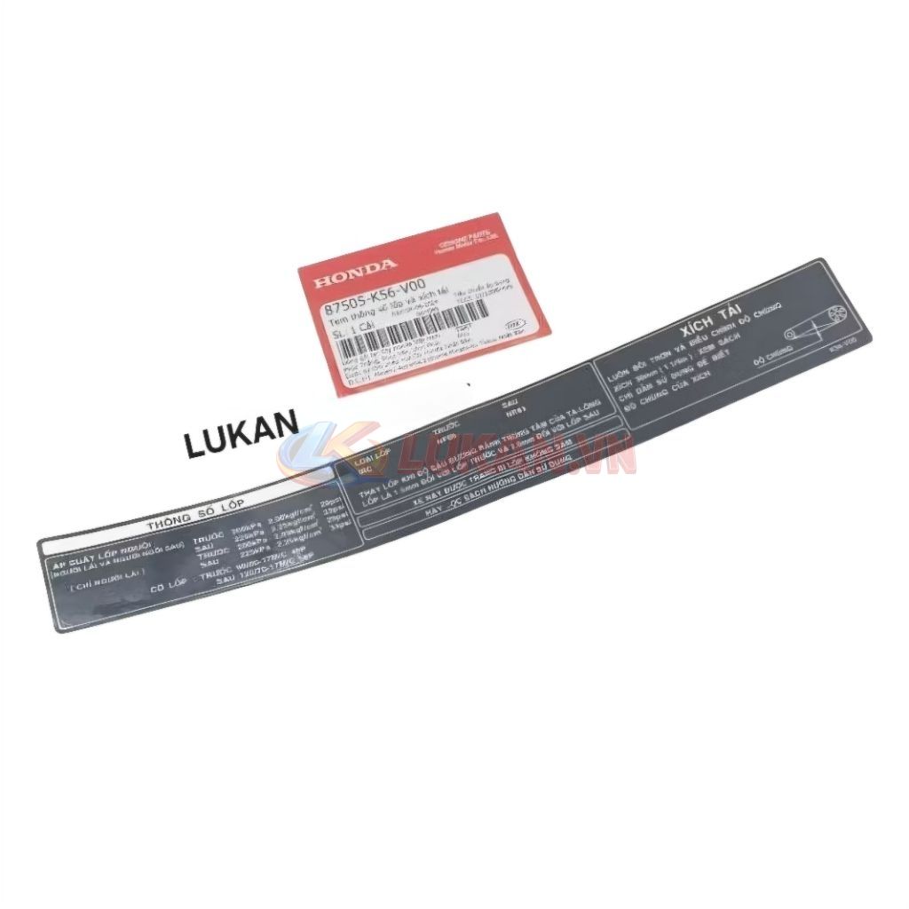 Tem thông số gắp, càng gấp sau WINNER 150 zin Honda 87505-K56-V00 - Ảnh 3