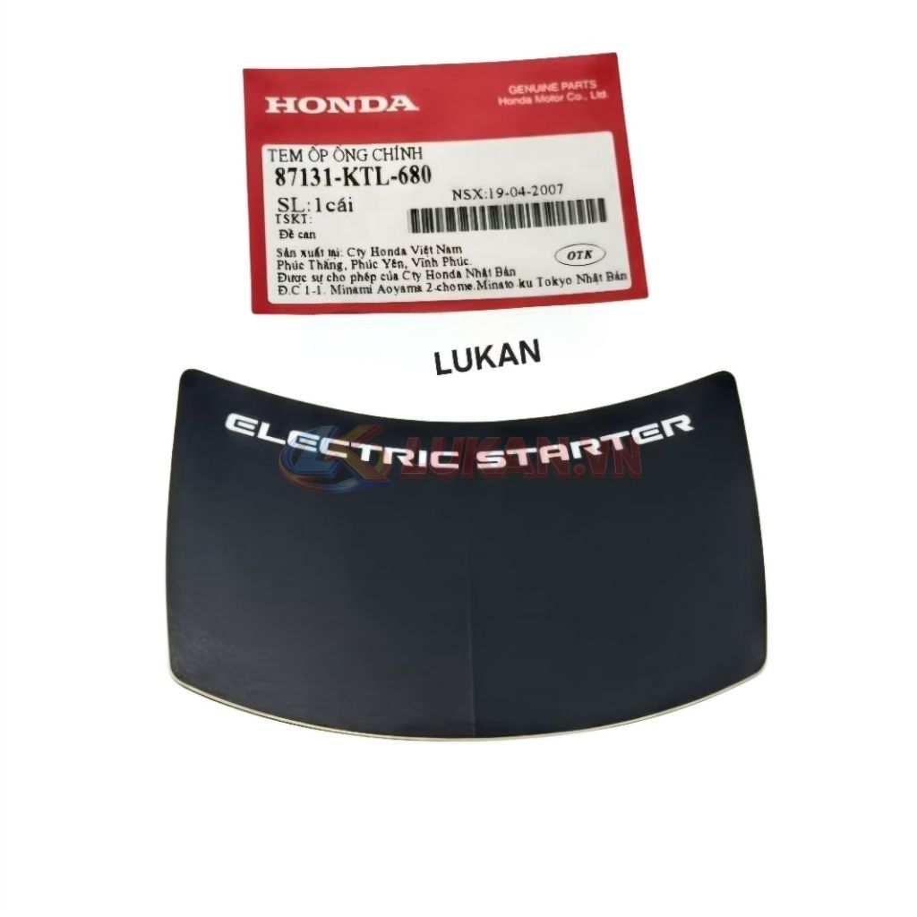 Tem ELICTRIC đen nhựa ốp yếm khóa giữa WAVE A, RS, S100... zin Honda 87131-KTL-680 - Ảnh 4