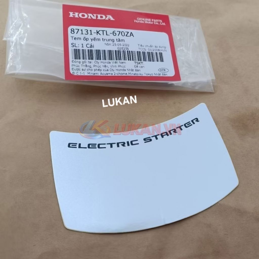 Tem Electric nhựa ốp yếm khóa giữa WAVE A, RS, S100, RSX.... Bạc zin Honda 87131-KTL-670ZA - Ảnh 2