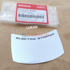 Tem Electric nhựa ốp yếm khóa giữa WAVE A, RS, S100, RSX.... Bạc zin Honda 87131-KTL-670ZA