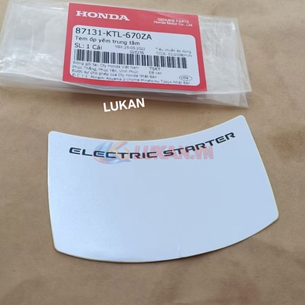 Tem Electric nhựa ốp yếm khóa giữa WAVE A, RS, S100, RSX.... Bạc zin Honda 87131-KTL-670ZA - Ảnh 3