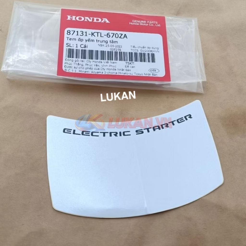 Tem Electric nhựa ốp yếm khóa giữa WAVE A, RS, S100, RSX.... Bạc zin Honda 87131-KTL-670ZA - Ảnh 4