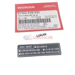 Tem thông số nhựa yếm khóa giữa xe WINNER 150 zin Honda 87560-KVB-950