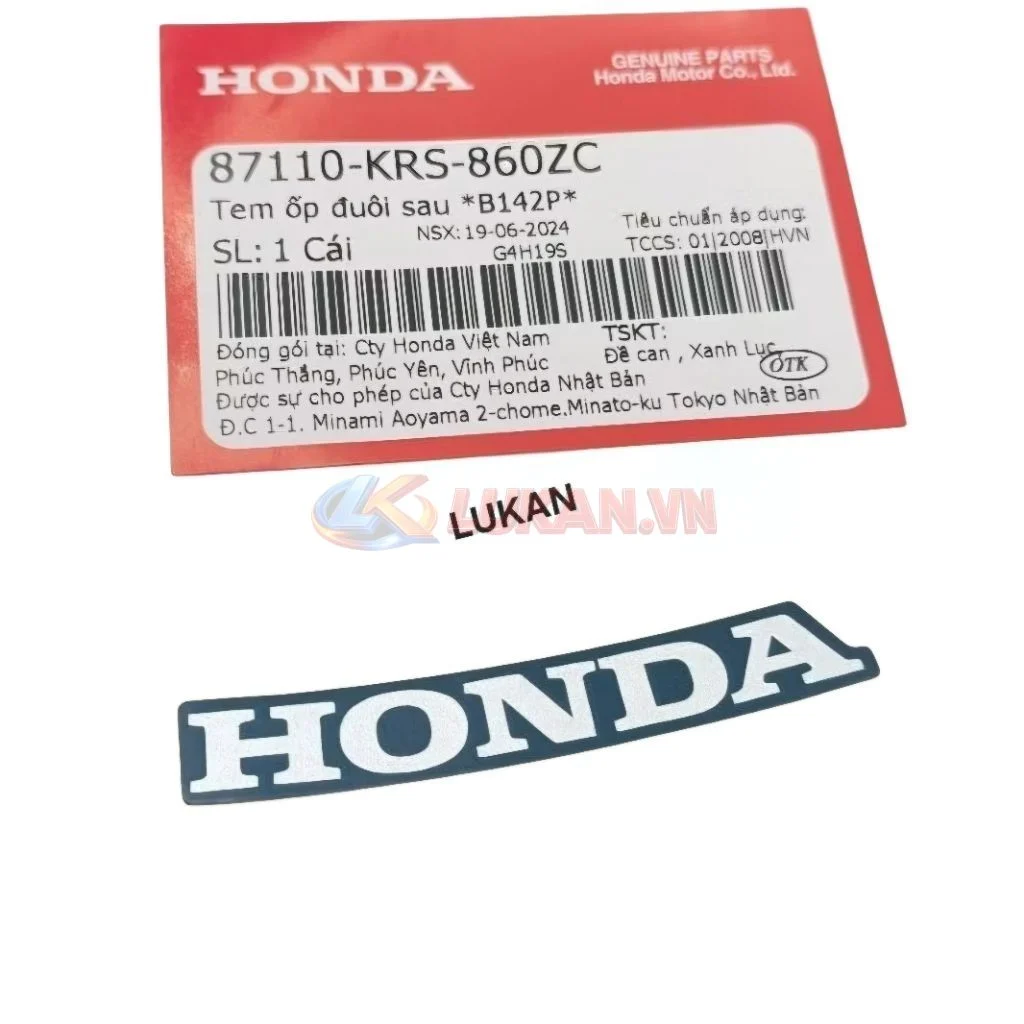 Tem chữ Honda dán nhựa đuôi rùa WAVE ALPHA đời đầu Xanh zin 87110-KRS-860ZC - Ảnh 3