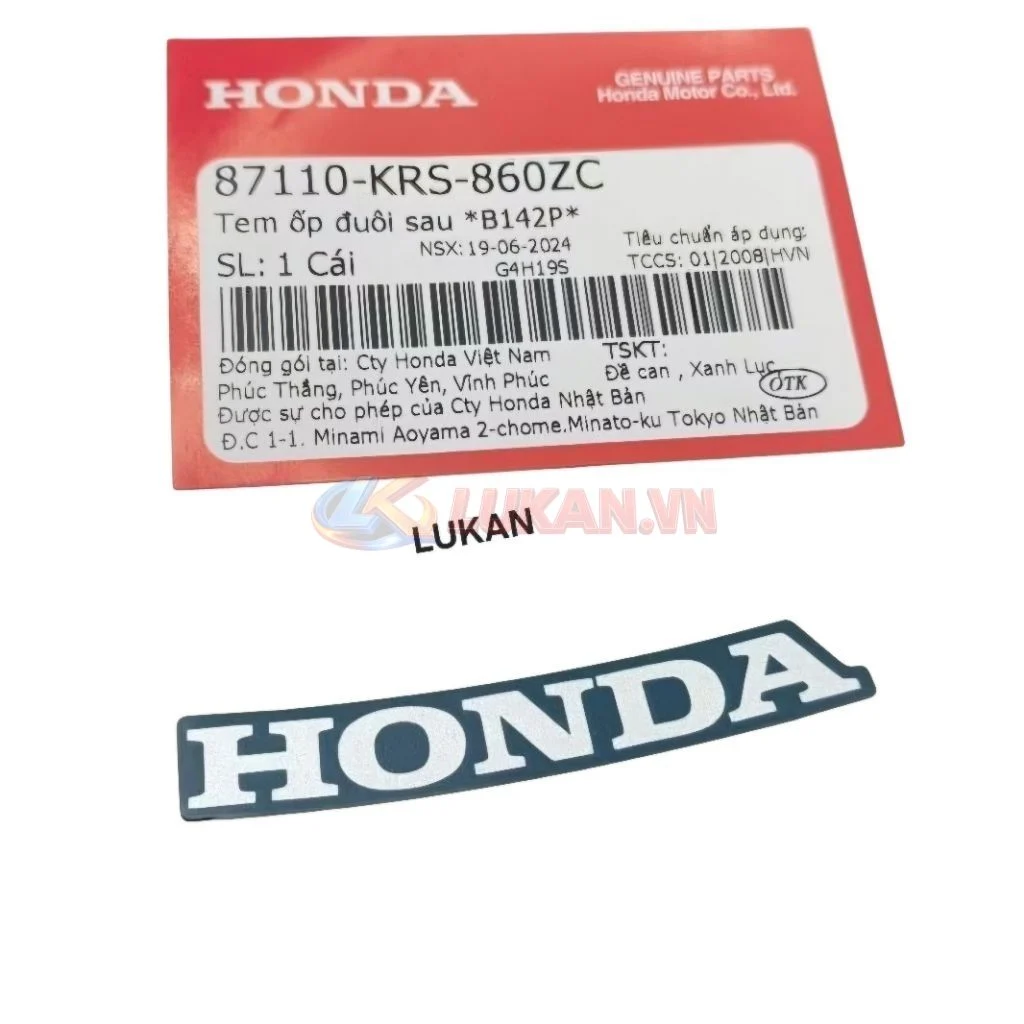 Tem chữ Honda dán nhựa đuôi rùa WAVE ALPHA đời đầu Xanh zin 87110-KRS-860ZC - Ảnh 4