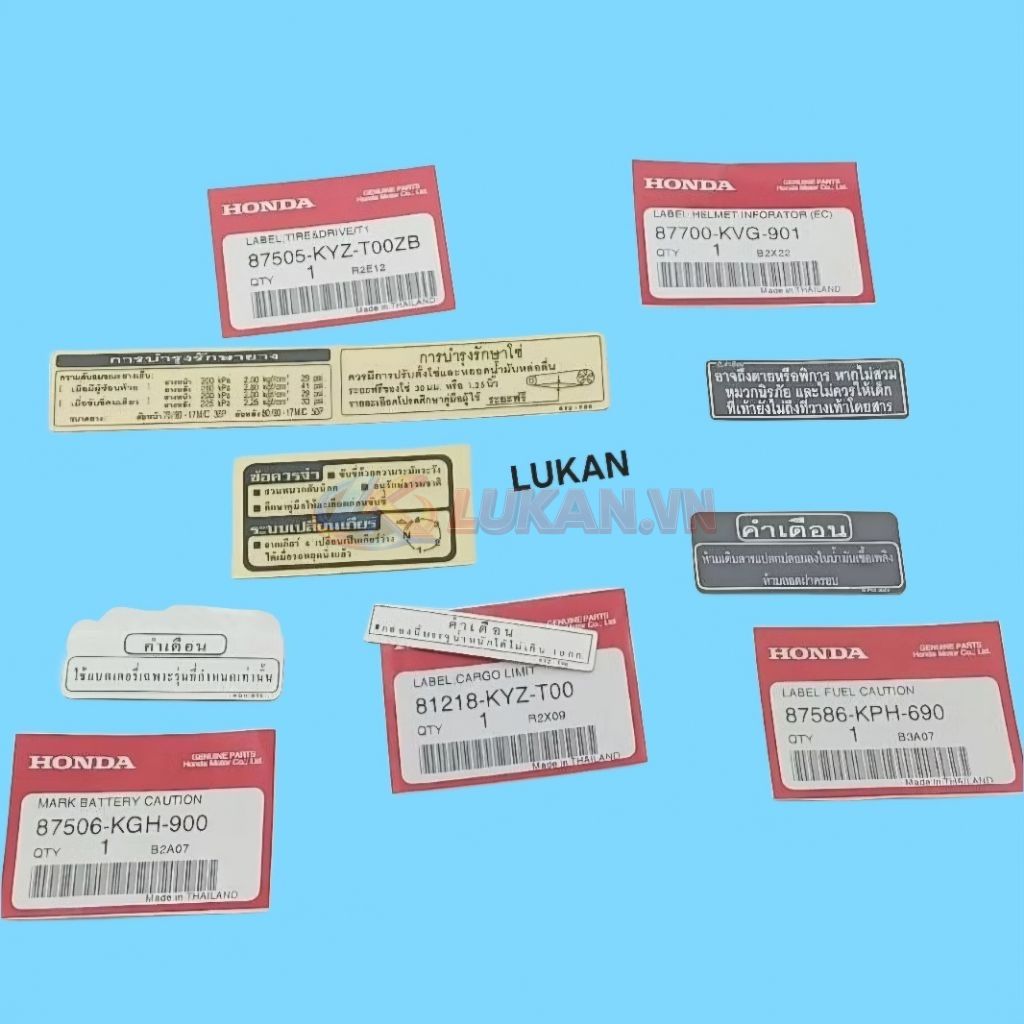 Bộ 6 tem dán thông số xe WAVE Thái 125... zin chính hãng - Ảnh 4