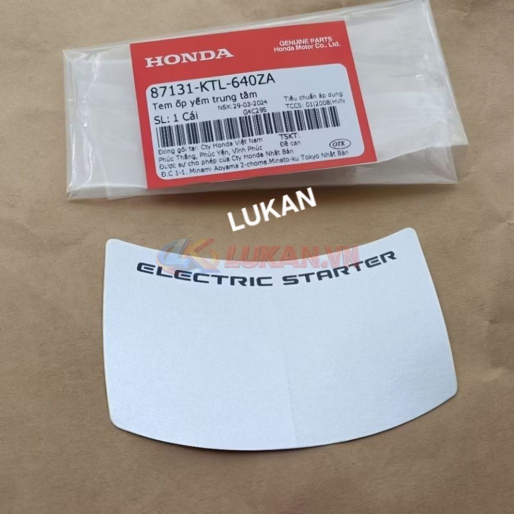 Tem ELECTRIC nhựa yếm khóa WAVE A, RS, S100... Bạc zin Honda 87131-KTL-640ZA - Ảnh 2
