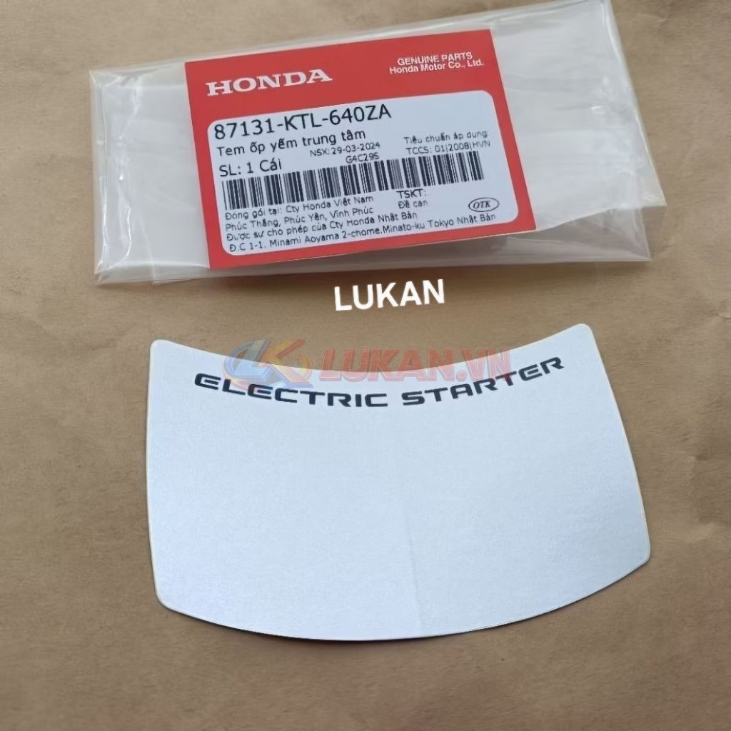 Tem ELECTRIC nhựa yếm khóa WAVE A, RS, S100... Bạc zin Honda 87131-KTL-640ZA - Ảnh 3