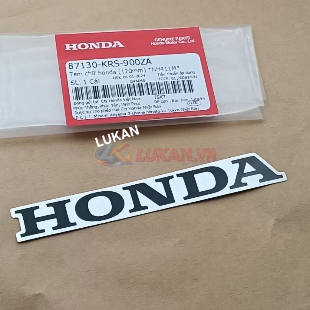 Tem chữ Honda nhựa bửng yếm WAVE ALPHA, ZX... trắng 120mm zin 87130-KRS-900ZA - Ảnh 3