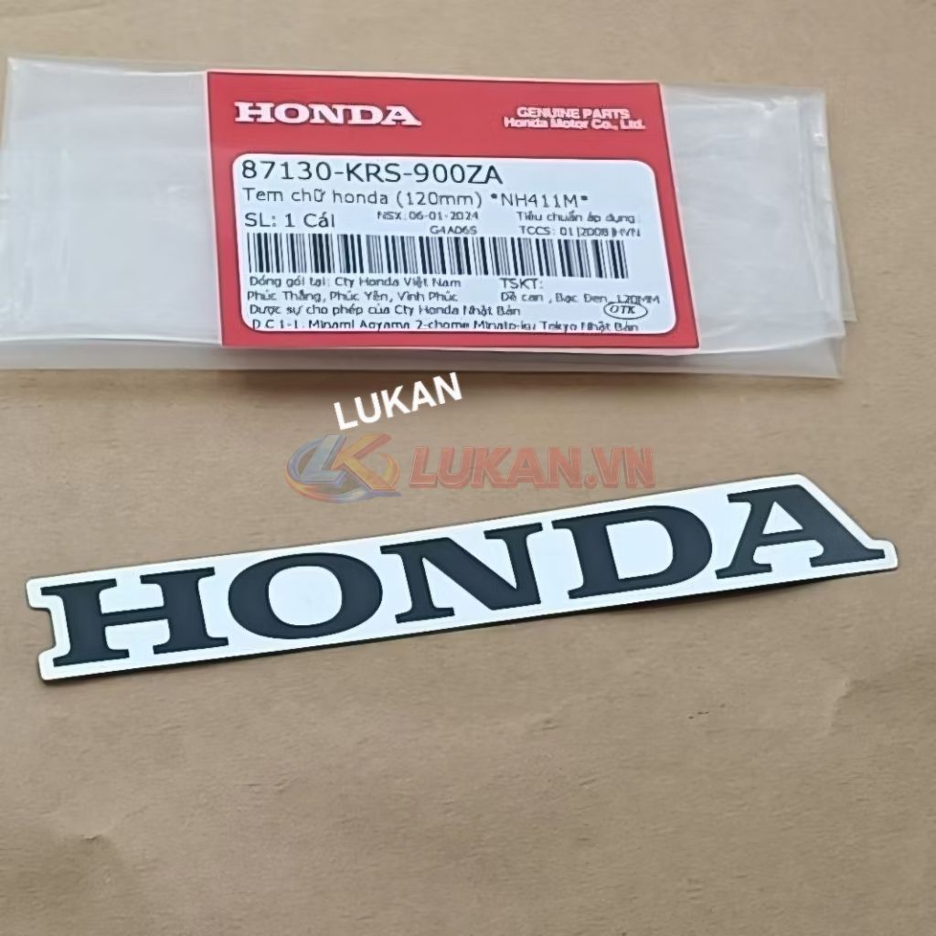 Tem chữ Honda nhựa bửng yếm WAVE ALPHA, ZX... trắng 120mm zin 87130-KRS-900ZA - Ảnh 2