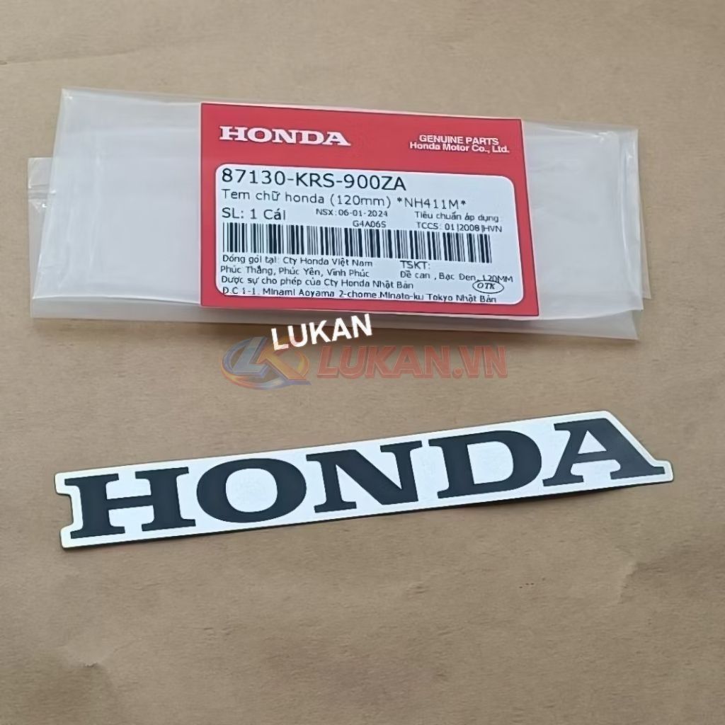 Tem chữ Honda nhựa bửng yếm WAVE ALPHA, ZX... trắng 120mm zin 87130-KRS-900ZA - Ảnh 4