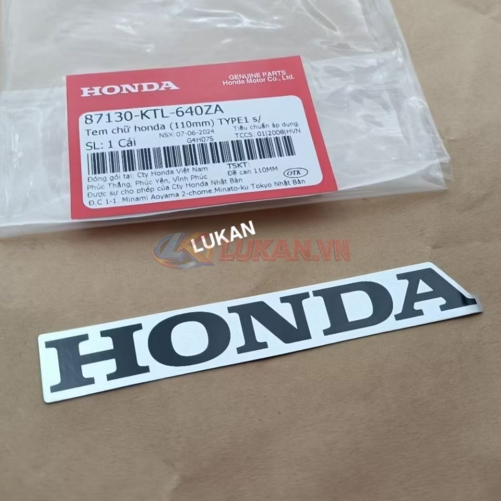 Tem chữ Honda nhựa bửng yếm WAVE A, RS, S100... Trắng 110mm zin 87130-KTL-640ZA - Ảnh 2