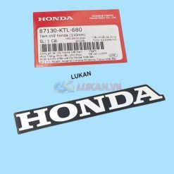 Tem chữ Honda nhựa bửng yếm WAVE A, RS, S100... Đen zin 87130-KTL-680