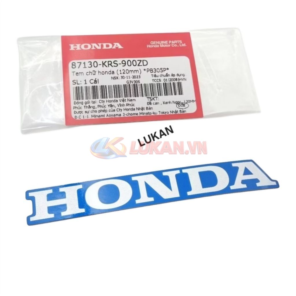 Tem chữ Honda nhựa bửng cánh yếm WAVE ALPHA, ZX.... Xanh zin 87130-KRS-900ZD - Ảnh 2
