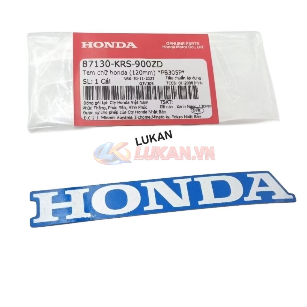 Tem chữ Honda nhựa bửng cánh yếm WAVE ALPHA, ZX.... Xanh zin 87130-KRS-900ZD - Ảnh 4