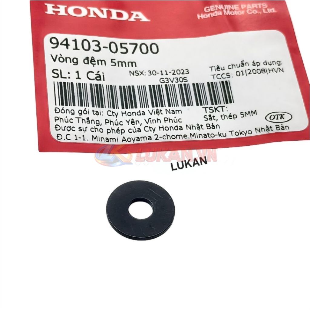 Lông đền cần kéo dây le, e gió WAVE Thái, ALPHA, ZX, FUTURE... zin đệm phẳng 5mm 94103-05700 - Ảnh 2