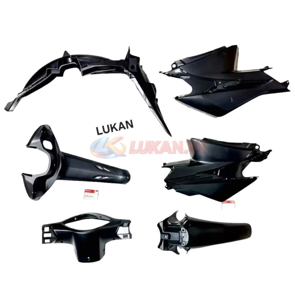 Bộ 6 ốp nhựa nhám đen, áo xe WAVE RSX 100 zin Honda