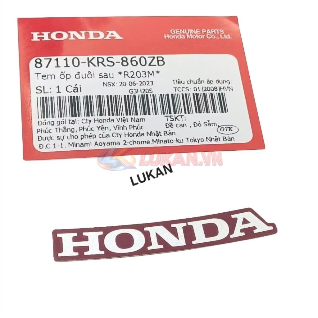 Tem chữ Honda dán nhựa ốp đuôi, mu rùa WAVE ALPHA Nâu zin 87110-KRS-860ZB - Ảnh 4