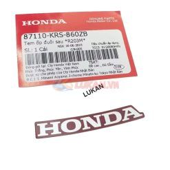 Tem chữ Honda dán nhựa ốp đuôi, mu rùa WAVE ALPHA Nâu zin 87110-KRS-860ZB