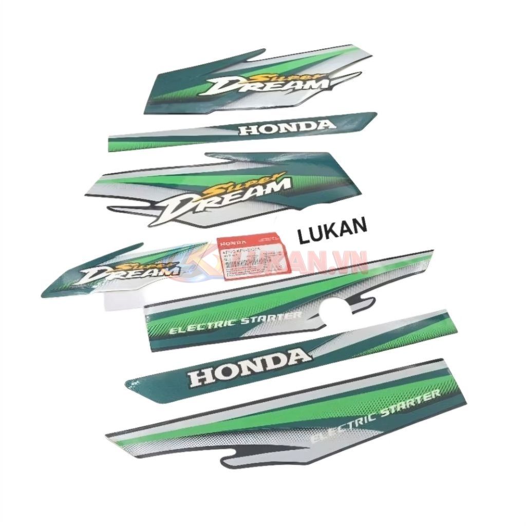Bộ tem dán xe Super DREAM Việt đời đầu xanh lá - Ảnh 2
