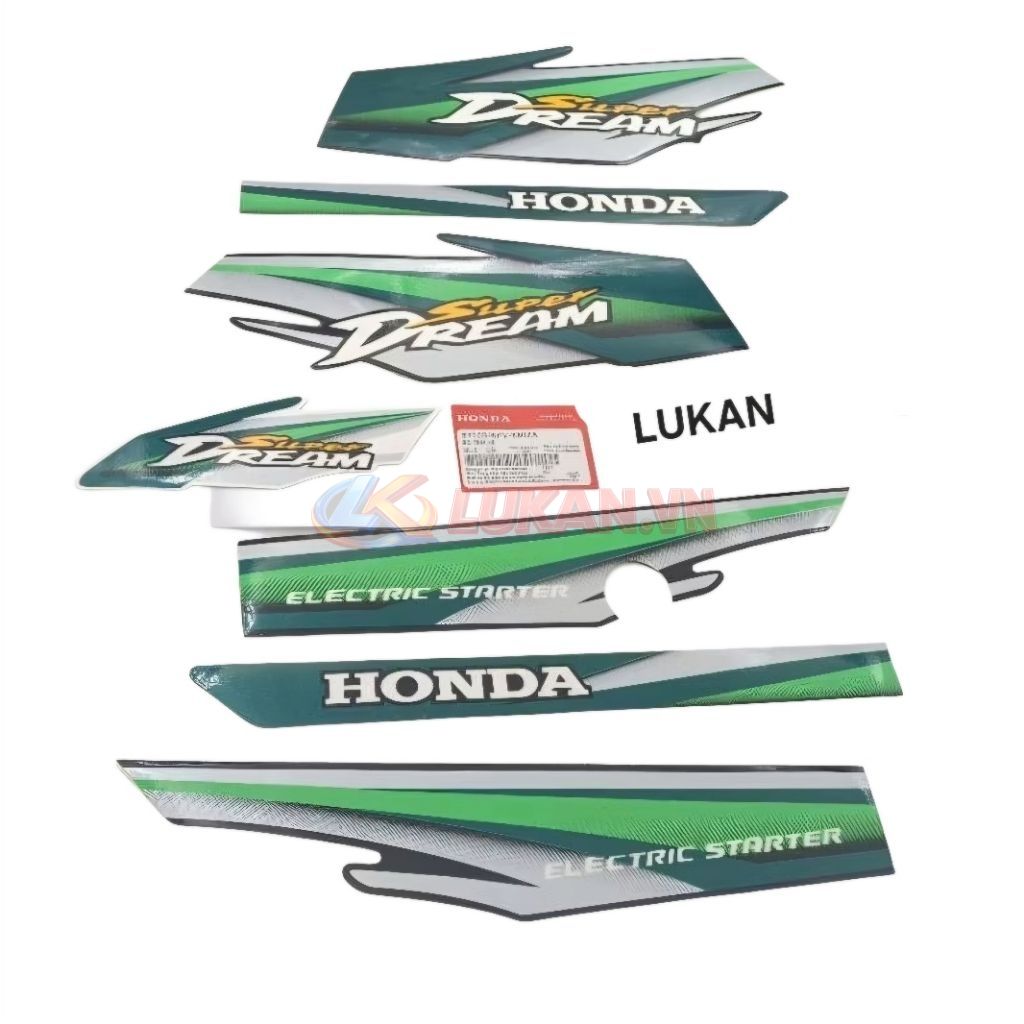 Bộ tem dán xe Super DREAM Việt đời đầu xanh lá - Ảnh 3