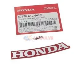 Tem chữ Honda dán nhựa mặt nạ trước WAVE A, RS, S100...  đỏ 85mm zin 87120-KTL-640ZC