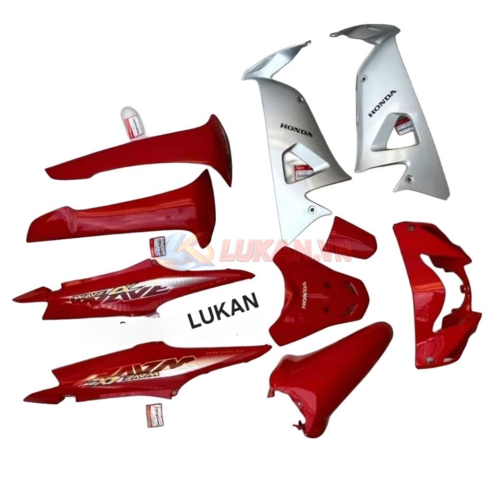 Bộ nhựa dàn áo, võ xe WAVE A, ALPHA 100.... Đỏ 2013 zin Honda - Ảnh 3