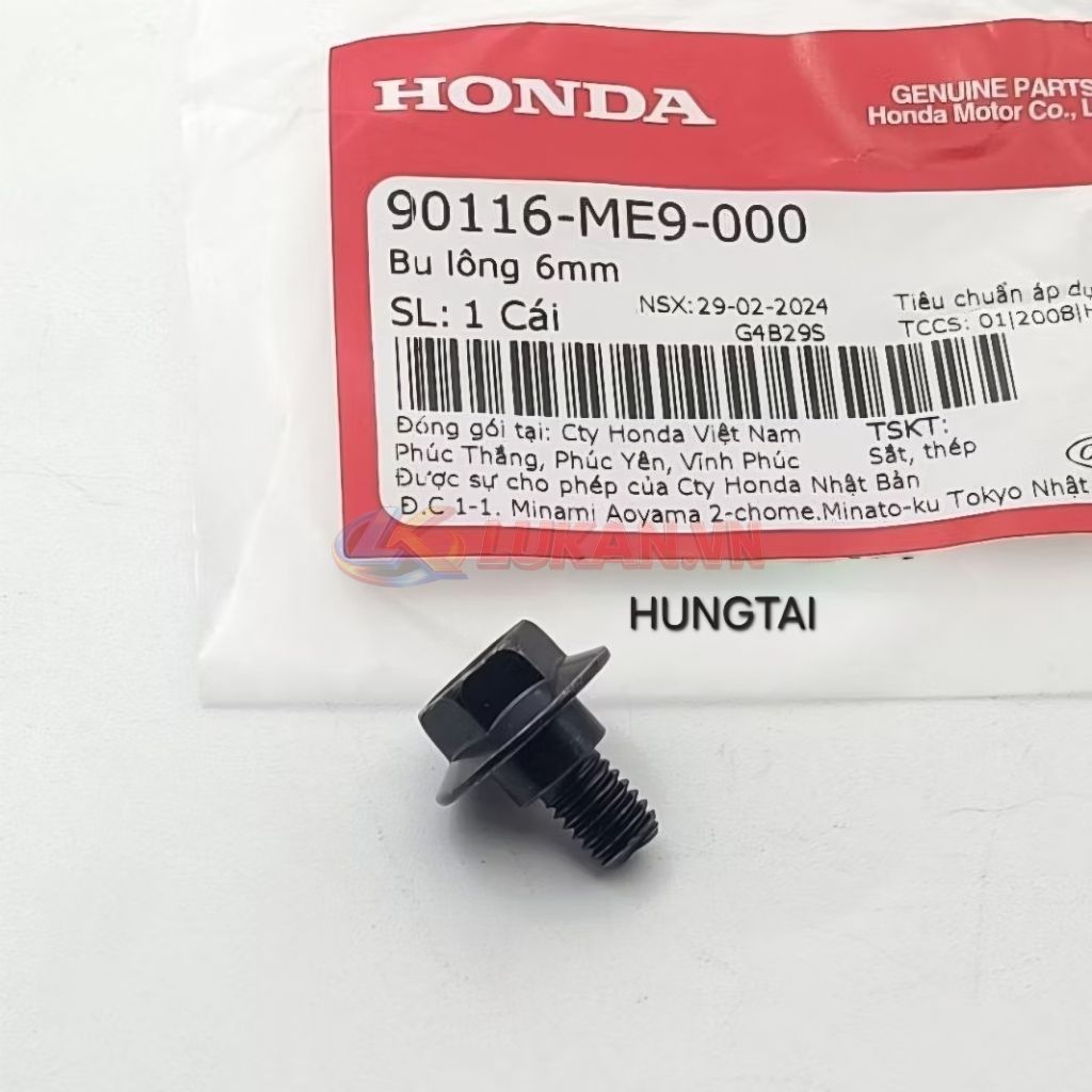 Ốc gắn hộp bao tử, lọc gió pô e WAVE, FUTURE... zin bu lông 6mm 90116-ME9-000 - Ảnh 3
