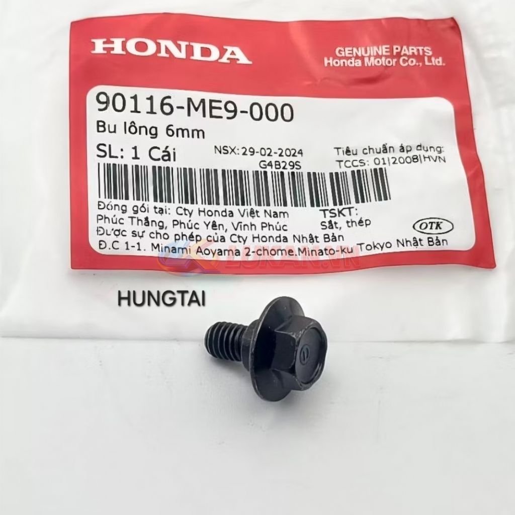 Ốc gắn hộp bao tử, lọc gió pô e WAVE, FUTURE... zin bu lông 6mm 90116-ME9-000