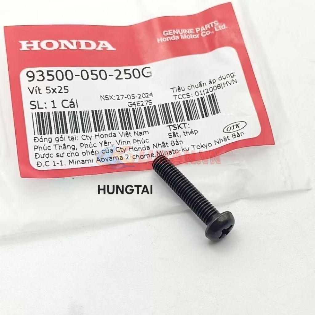 Ốc cùm đề, ống ga WAVE Thái, ALPHA, RS, FUTURE... vít 5x25 zin 93500-050-250G - Ảnh 3