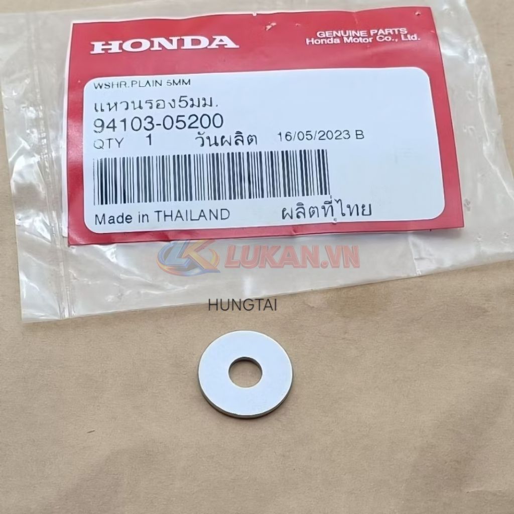 Lông đền mũi thuyền pass yên WAVE Thái, ALPHA, ZX... đệm phẳng 5mm zin 94103-05200 - Ảnh 2