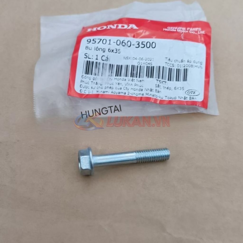 Ốc pass thắng má phanh đùm sau DREAM, WAVE, FUTURE... bu lông 6x35 zin 95701-060-3500 - Ảnh 3