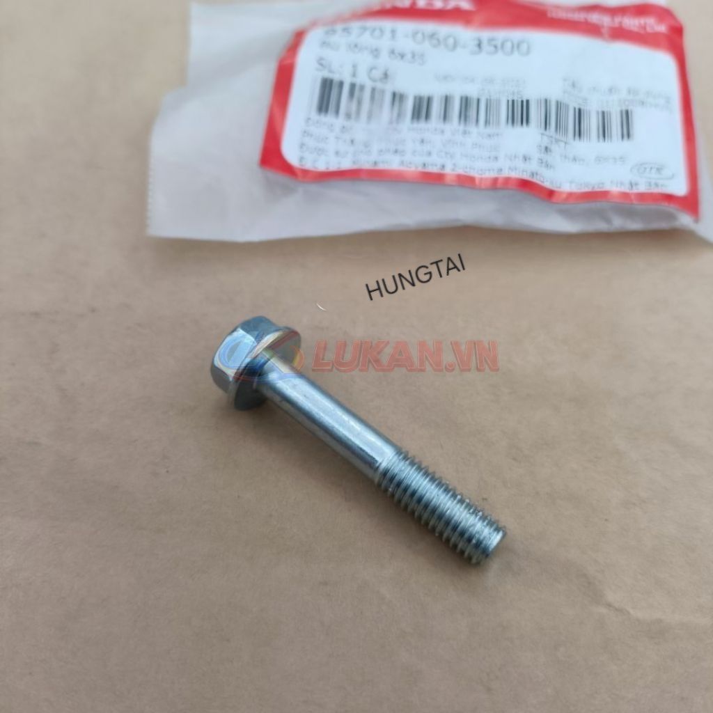Ốc pass thắng má phanh đùm sau DREAM, WAVE, FUTURE... bu lông 6x35 zin 95701-060-3500 - Ảnh 4