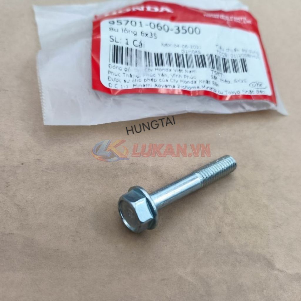 Ốc pass thắng má phanh đùm sau DREAM, WAVE, FUTURE... bu lông 6x35 zin 95701-060-3500