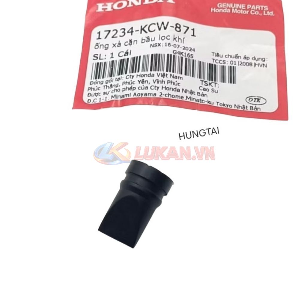 Ống cao su xã cặn đen, lọc gió WAVE A, RS, S100, RSX, FUTURE 125.... bao tử zin 17234-KWC-871 - Ảnh 2